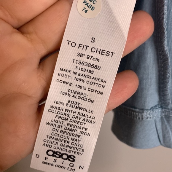 NWOT ASOS Men’s Actual health and wellbeing tank top graphic print light blue - Picture 8 of 9